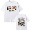 Anime Demon Slayer Uzui Tengen Double Sided Graphic Tshirt Men Women Casual Oversized Crewneck T-shirt Male Vintage Streetwear