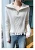 Women's Heavyweight Three-Ply Wool Half-Zip Sweater - Fashionable & Versatile for Autumn/Winter.