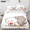 Lovely Peach Cat Bedding Set Cartoon Cute Bed Set Double Queen King Twin Full Size Duvet Cover Set Kids Girls Duvet Cover Gifts