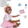Reborn Silicone Monkey Doll Cotton Toys Simulation In Clothing Blue Pink Gift