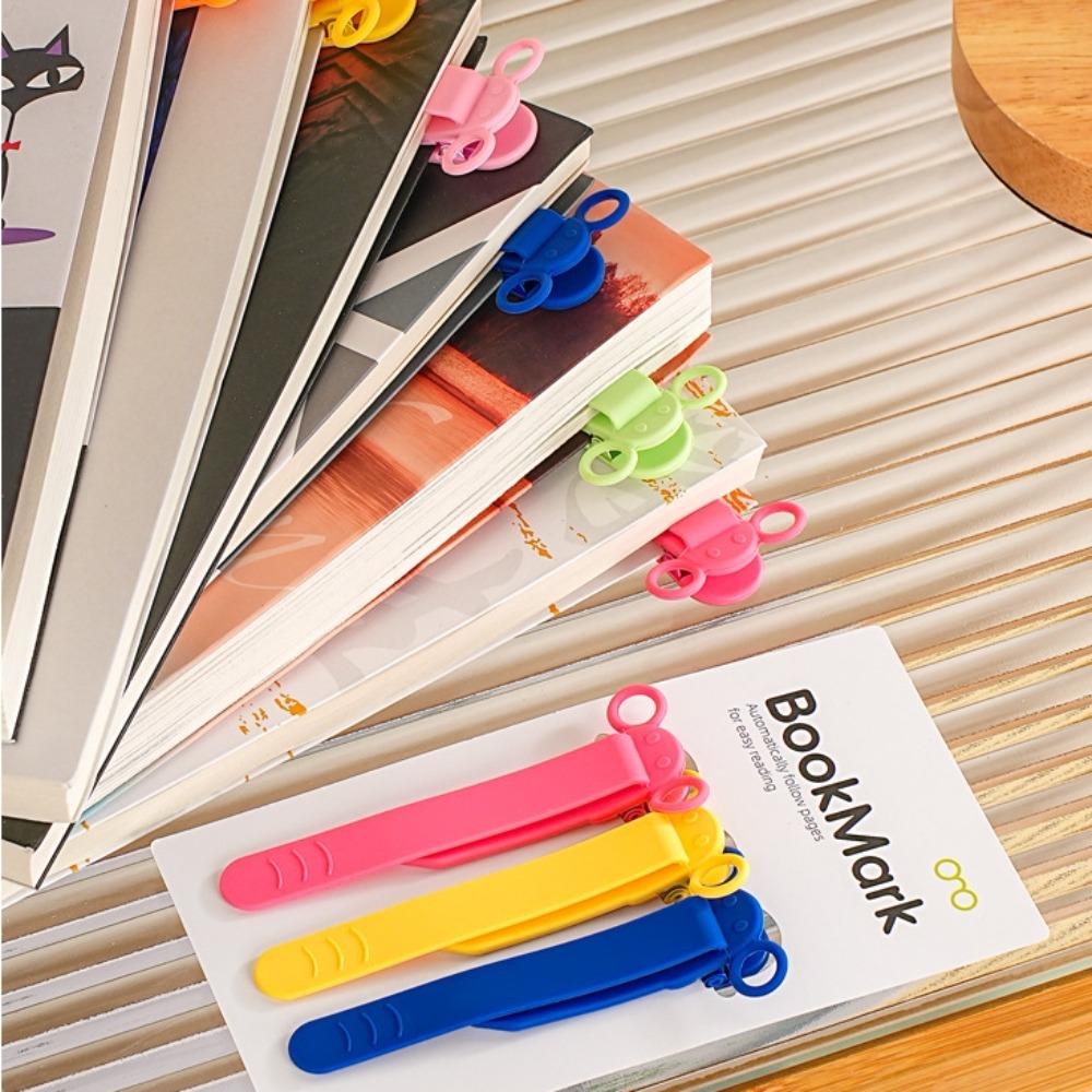 New Silicone Bookmark Clip Cute Elephant Automatically Follows Notebook Page Divider with Pen Holder Page Flipping for School
