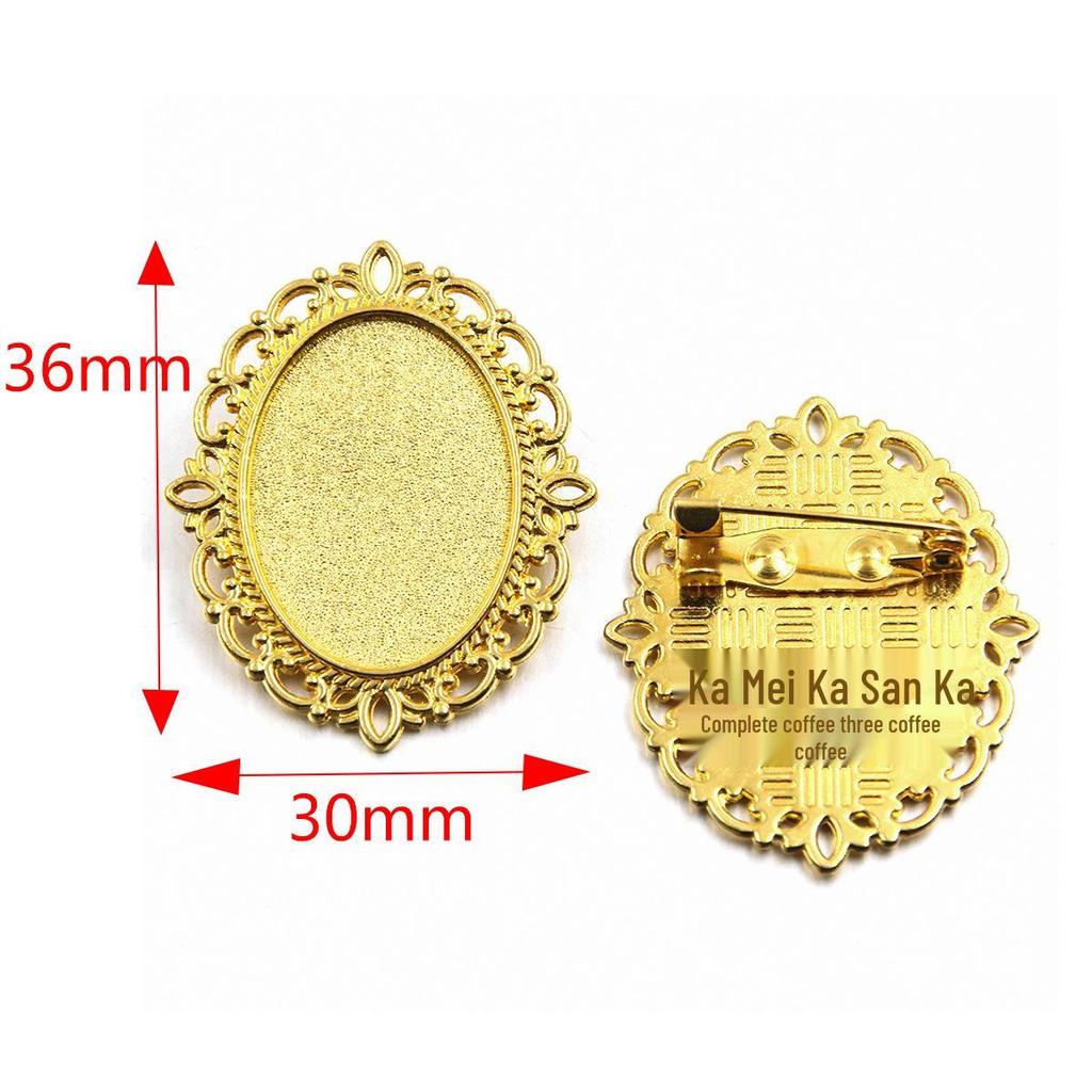 Premium Zinc Alloy Oval Base Brooch Charm - Inner 18x25mm