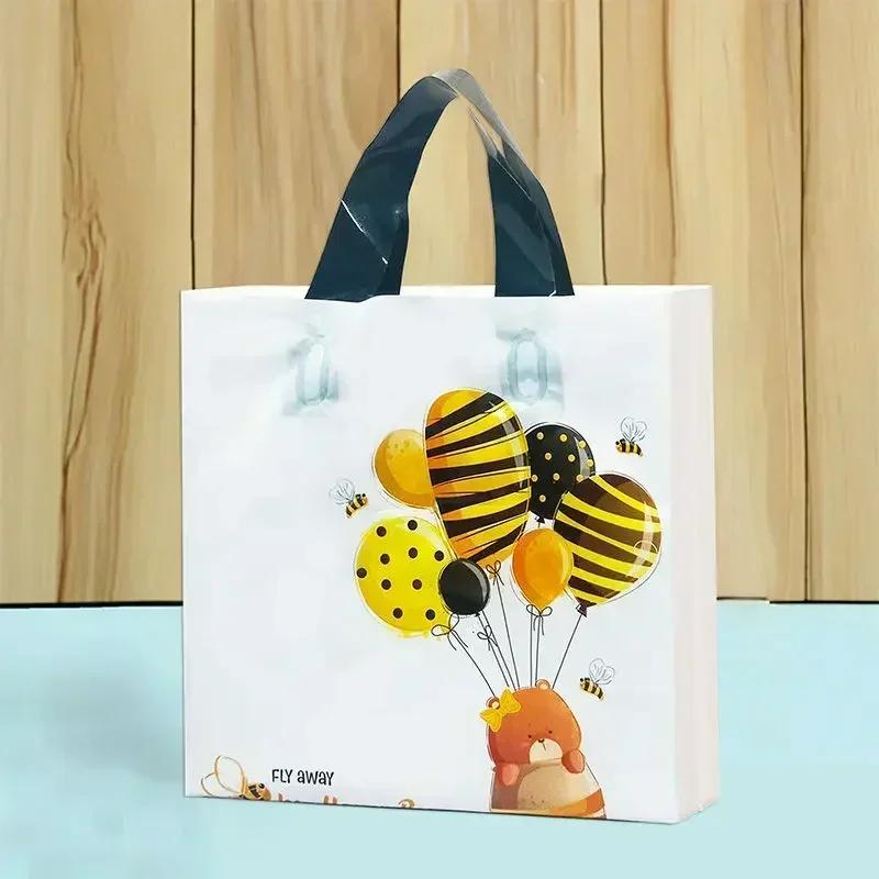 50piece Cartoon Large Capacity Gift Bags Vertical Large Size Clothing Store Plastic Handbag High End Portable Gift Storage Pocke