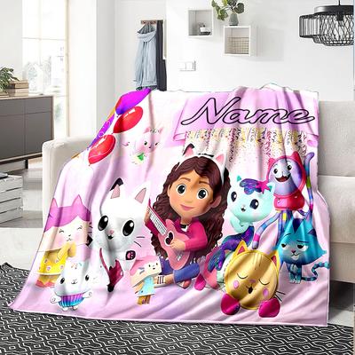 Custom Name Name's Magical Adventure Flannel Blanket for Super Soft Cute Comfort Blanket for Travel Bedding Couch Sofa Blanket