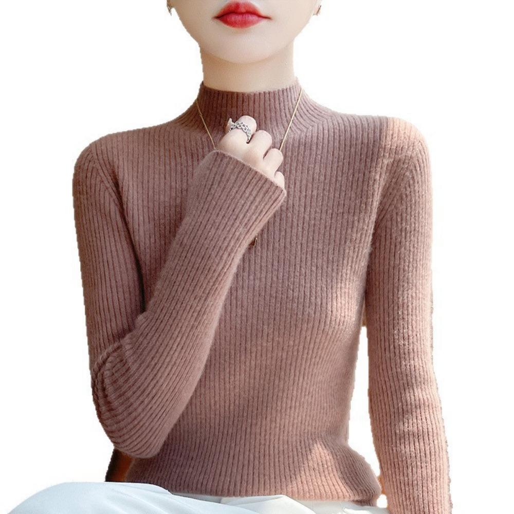 A Semi-high-neck Sweater As A Base Layer for Slimming Women, Warm In Autumn and Winter, and A Fitted, Versatile Knitted Sweater As An Inner Layer