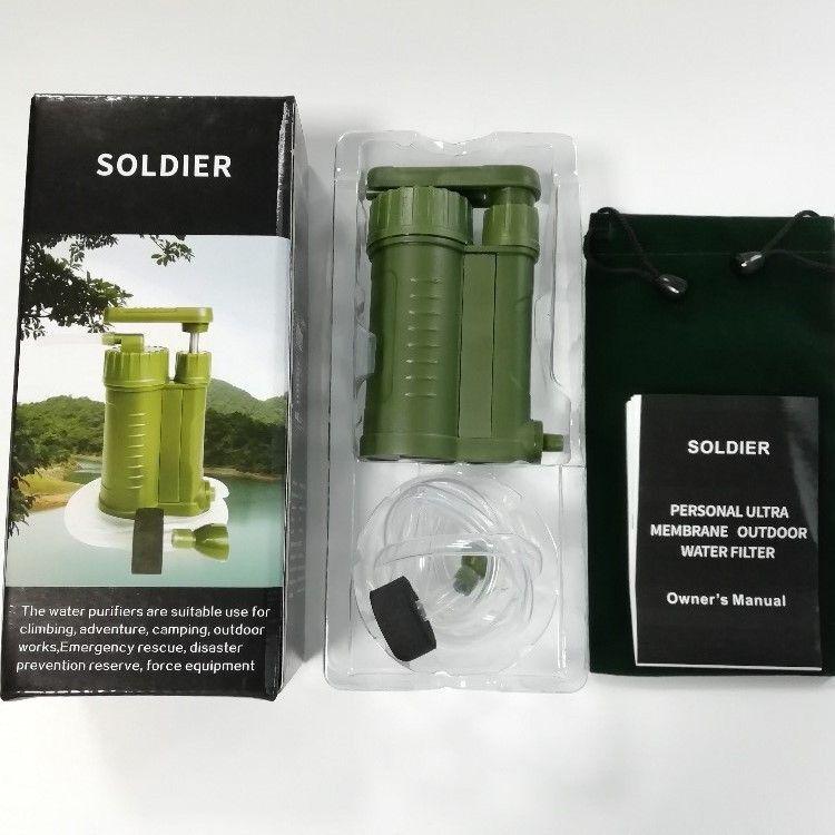 Cannuccia Purificatrice d'Acqua d'Emergenza Ultrafiltrazione Portatile Verde Militare per Uso Esterno