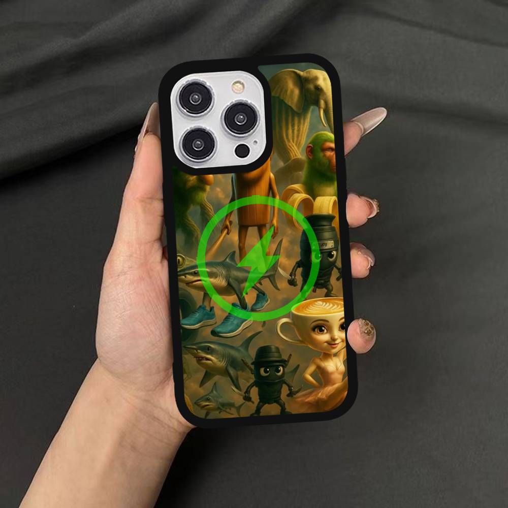

Italian Brainrot Animals For Magsafe Wireless Charge Case For iPhone 17 16 15 14 13 12 11 15 Pro Max Magnetic Cover iPhone 14pro max