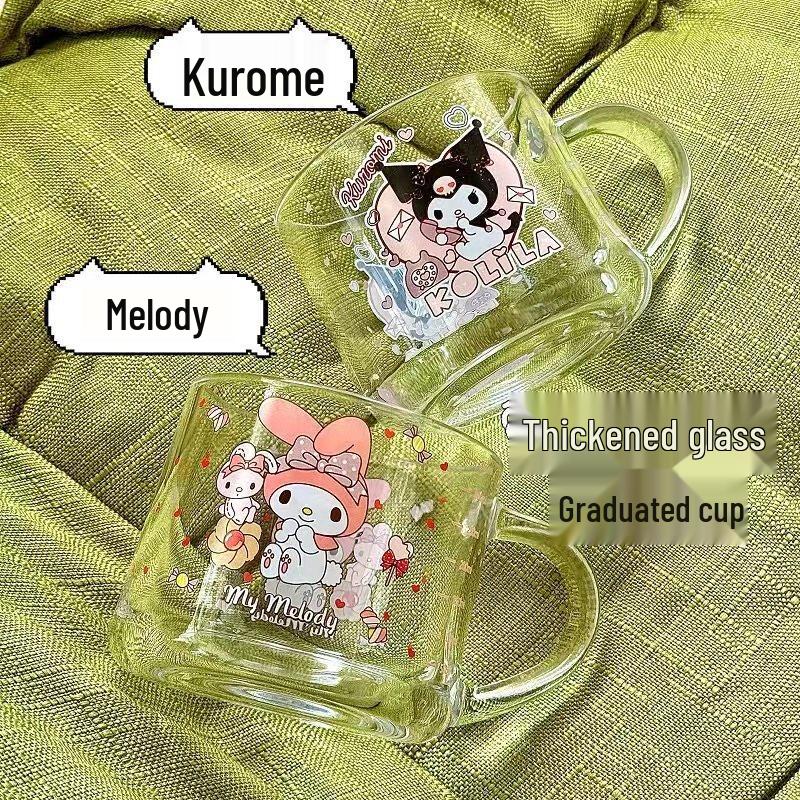 ZISIZ Kuromi Glass Breakfast Cup with Lid