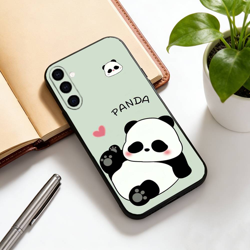 panda Phone Case Black Silicone Soft For Samsung Galaxy A73,A72,A71,A70,A53,A52,A51