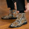 Winter Designer New Fashion Pointed Leopard Pattern Chelsea Ankle Boots for Men Casual Luxury High-top Shoes Zapatos Hombre