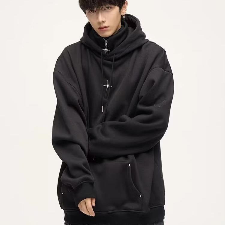 Men's High-End American Artistic Half-Zip Street Style Hoodie