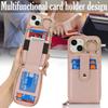 For iPhone 15 Case with Zipper Pouch/Ring Kickstand/Strap Litchi Texture PU + TPU Phone Cover