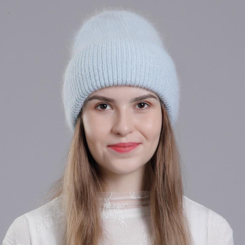 Korean Style Rabbit Fur Knit Hat for Women - Fashionable Autumn/Winter Headband with Earmuffs