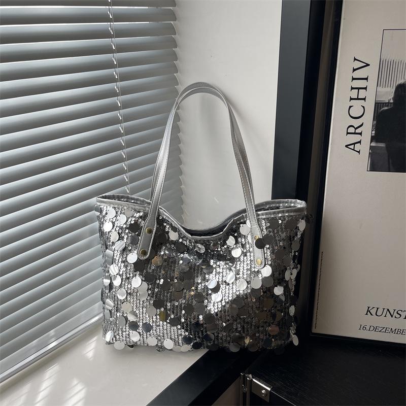 

Premium bag women s new fashion sequined messenger bag niche design underarm bag shoulder bag серебряный
