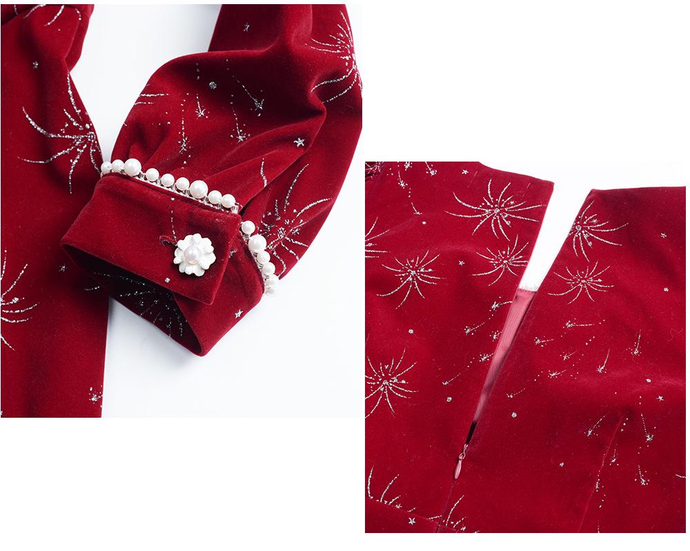 Plus Size Sparkly Red Beaded Dress - New Year Atmosphere
