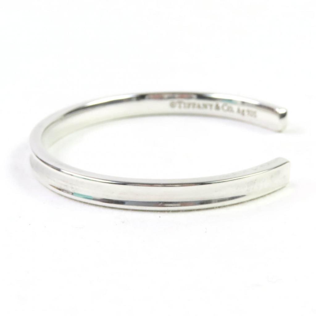 TIFFANY&Co. Bangle Cuff Sterling Silver Narrow Bracelet Silver AG925 Women Used