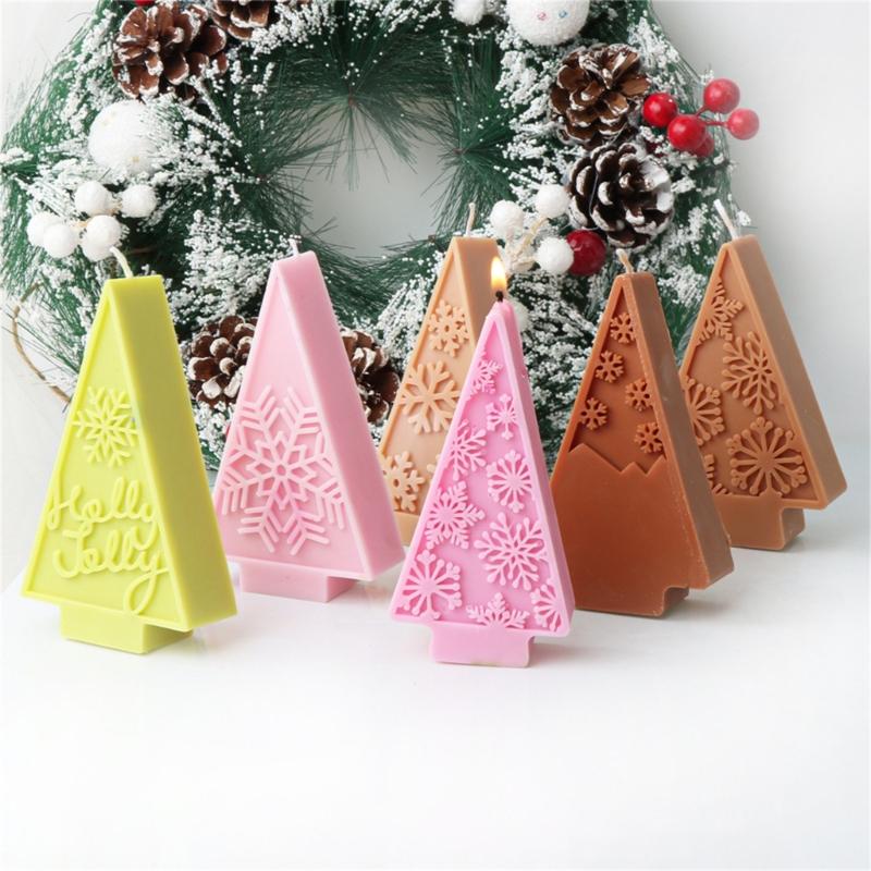 Flexible Silicone Mold Handmade Scented Candle Mould Snowflakes Christmas Tree Aromatherapys Mold Home Decorations