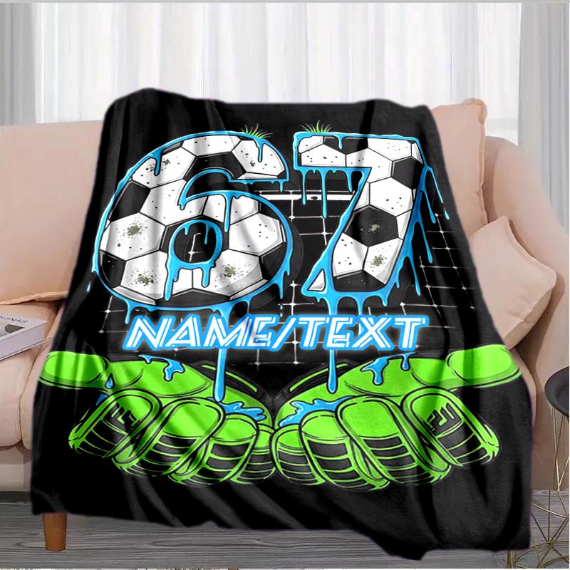 1PC Custom Name Soccer Ball Art flannel blanket versatile,all-season throw suitable for the living room,bedroom,camping,travel,and gift