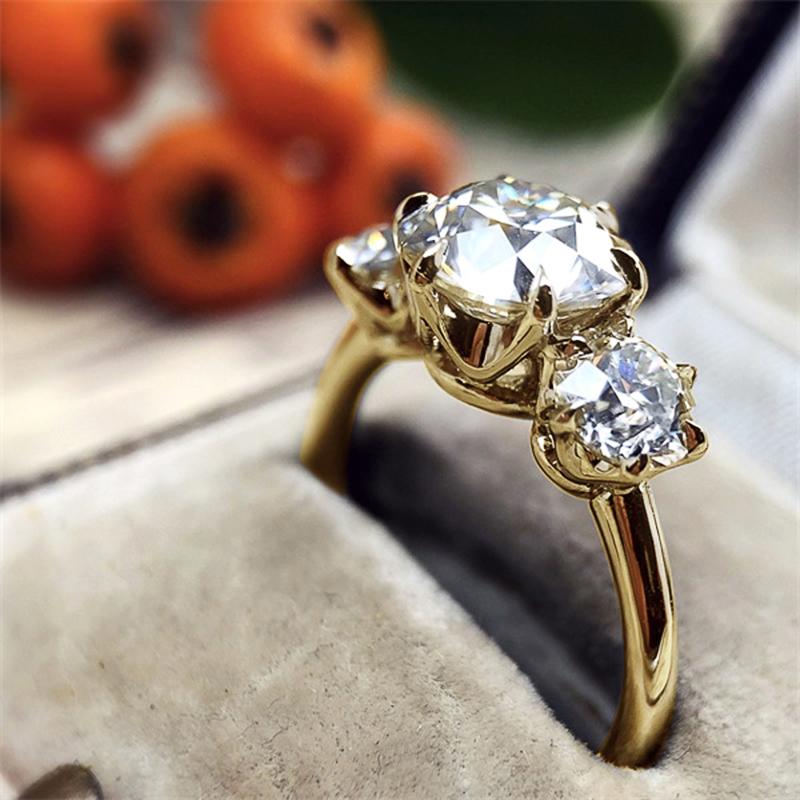 Huitan  Color/Gold Color/Two Tone Women's Cubic Zirconia Rings Luxury Fashion Engagement Wedding Accessory Trendy Jewelry