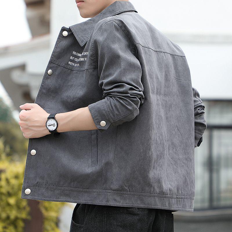 2026 Hong Kong Style Men's Lapel Jacket - Trendy, Handsome, Simple Solid Color Fashion Top