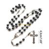 Black Hematite Rosary Necklaces Pendant Church Souvenirs Prayer Long Chain D57B