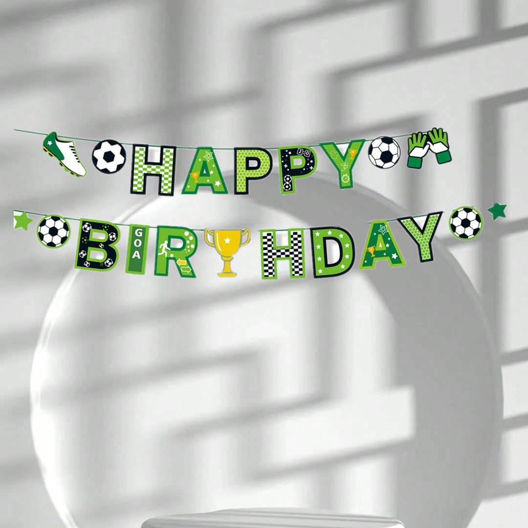 

Football Sports Theme Party Banner Garlands Happy Birthday Party Decor Kids Boy Girl Soccer Pull Flag School Sport Theme Decor