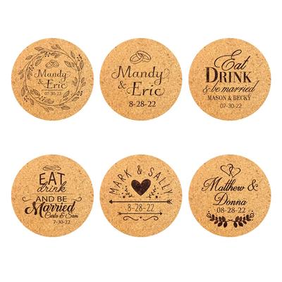 10 Peças Porta-Copos Personalizados para Casamento Porta-Copos de Cortiça Lembrancinhas de Noivado Festa de Despedida de Solteira Lembrancinhas de Recepção de Casamento Decoração de Mesa