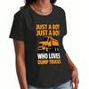 Dump Truck Lover Wounisex's Cotton T Shirt, Pure Cotton Premium Print, Durable, Casual And Fashionable, Just A Boy Who Loves Dump Trucks Graphic Tee, 