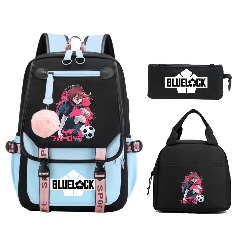 Peripheral Printed Backpack Leisure Student School Bag Pencil Bag Lunch Bag Set