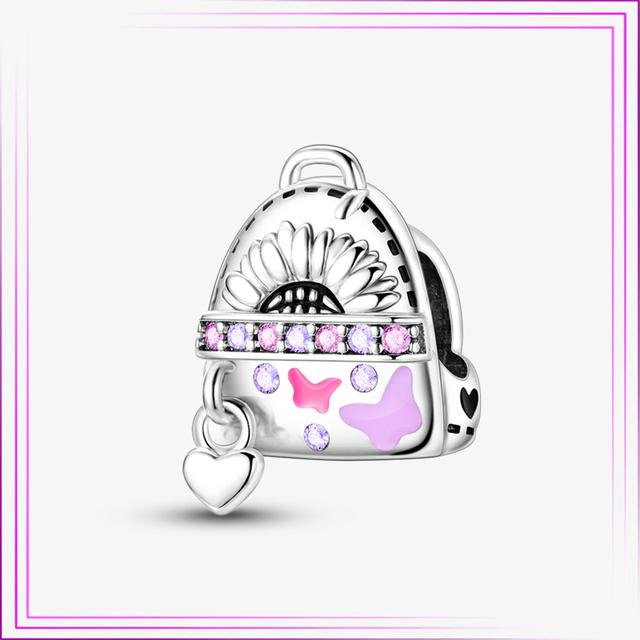 925 Sterling Sølv Hjerte Blomst Luftballong Flamingo Rosa Sjarm Plata De Ley Bil Katt Perle DIY For Originalt Armbånd Smykker