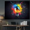 1pc vivid flashing party banner - creative bulb design colorful paint splatter polyester backing.PMJ