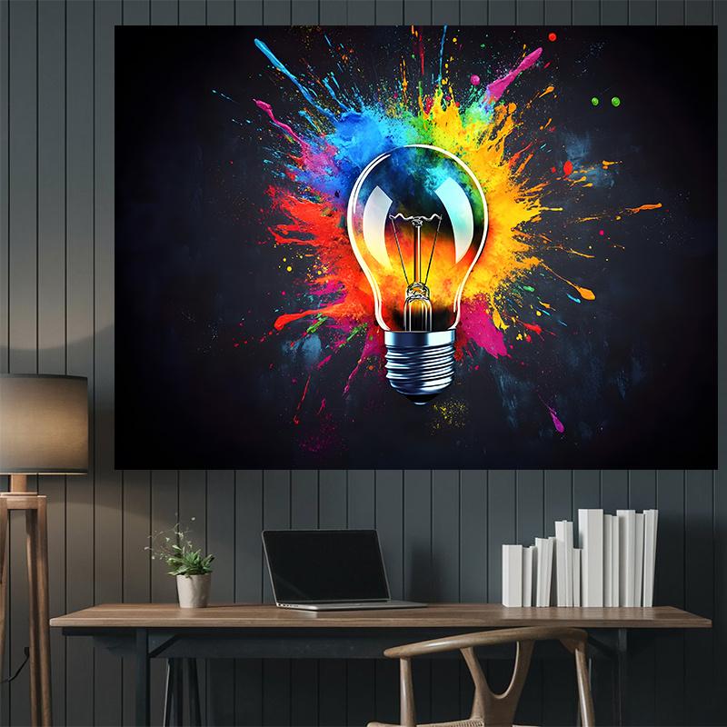 1pc vivid flashing party banner - creative bulb design colorful paint splatter polyester backing.PMJ