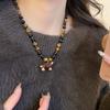 Women Stylish Choker Necklaces Natural Tiger Eye Stone Enamel Cartoon Dachshund Dog Pendant Beaded Strand Sweet Jewelry