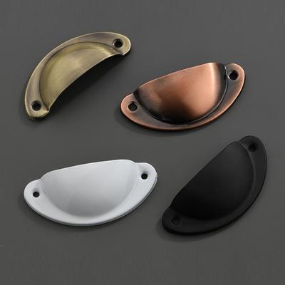 5 Pcs Vintage Cabinet Knobs and Handles Cupboard Door Cabinet Drawer Furniture Hardware Antique Brass Shell Pull Handles