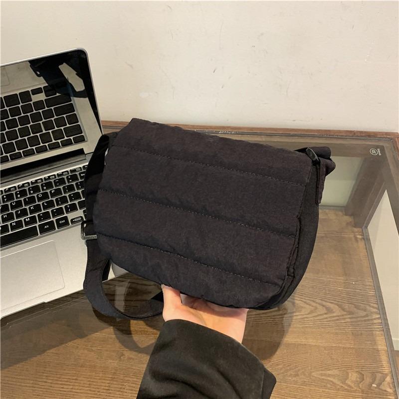 Embroidery Thread New Solid Color Small Fresh Shoulder Bag Gentle Lazy Wind Simple Age Reduction Messenger Small Square Bag