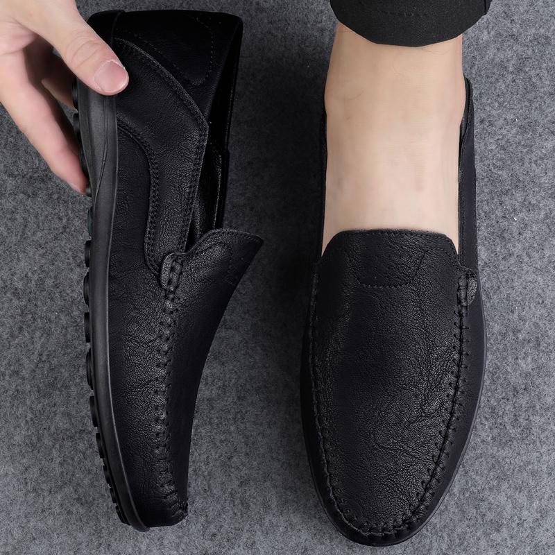 Men's Casual Leather Shoes Four Seasons Plus Size Soft Sole Comfort Outdoor Fashion Youth Business Leather Shoes Driving Shoes