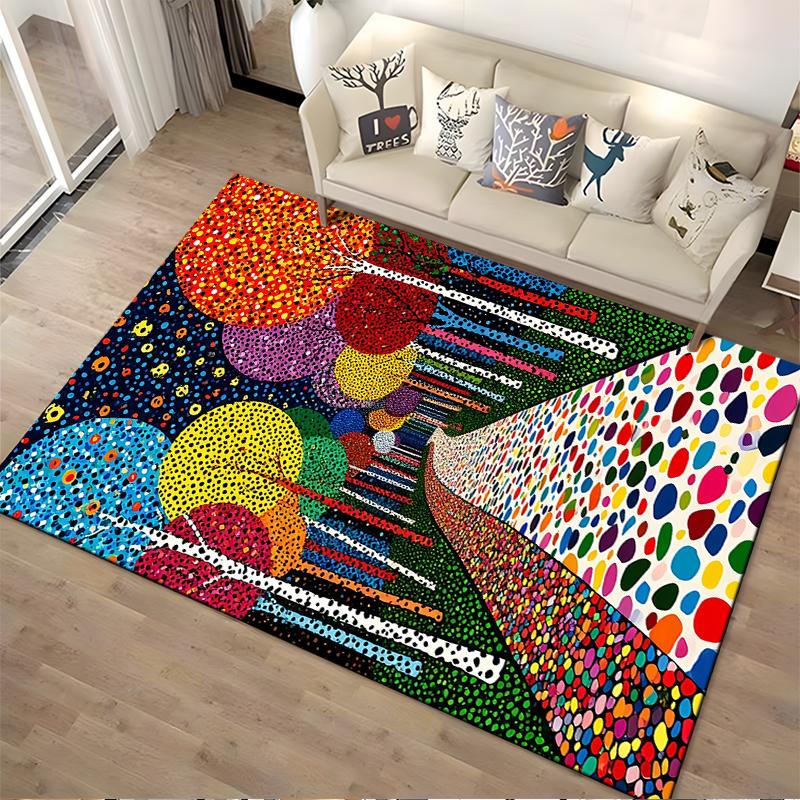 Abstract Colorful Trees and Path Design Carpet - Modern Home Decor Suitable for use as an anti-slip for living room bedroom sofas