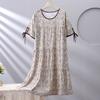 Spot new women's cotton silk spring, summer and autumn thin loose cake nightgown simple and comfortable loungewear