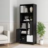 Multifunctional Bookshelf with Open Storage, Doors and Drawers, Black-White, Modern Style, Storage Cabinet for Bedroom and Living Room