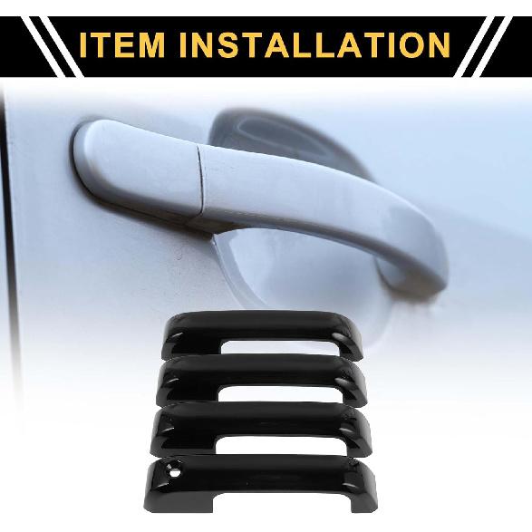 4pcs Exterior Door Handle Cover Car Door Handle Protector for Ford F-150 2015-2020 Car Door Handle Protector without Keypad ABS Black