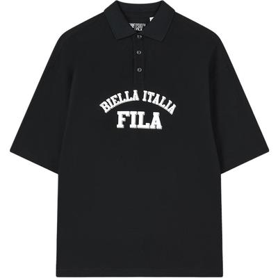 Valentines Day American Series Letter Print Casual Loose Short Sleeve Polo Shirt Unisex Polo Shirts Black F11U329105F-BK