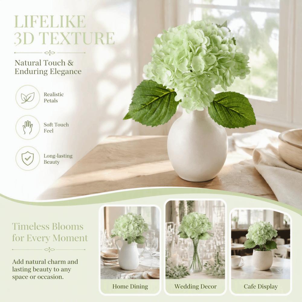 Silk Material Artificial Hydrangea Bouquet Wedding Hydrangea Stems  Office Decoration