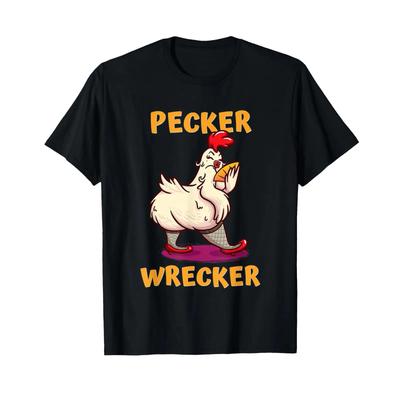 Funny Chicken Shirt Pecker Wrecker T Vintage Soft Stylish Breathable Graphic Comfortable Slightly Versatile Stretched