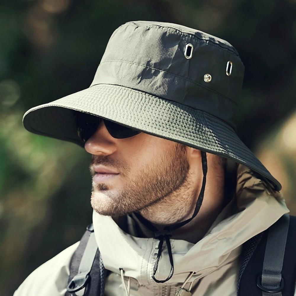 New Adjustable Men'S Summer Sun Protection Hat Uv Protection Wide-Brimmed Hiking Cap Breathable Sun Hat