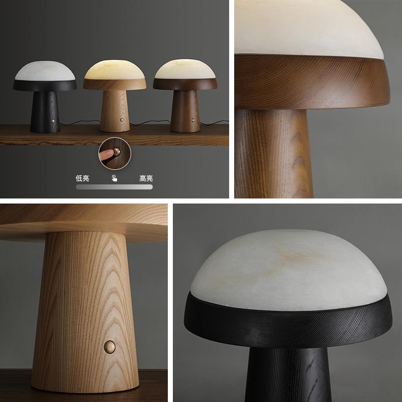 Designer Creative Desk Lamp High-end Marble Solid Wood Living Room Atmosphere Study Bedroom Bedside Touch Switch