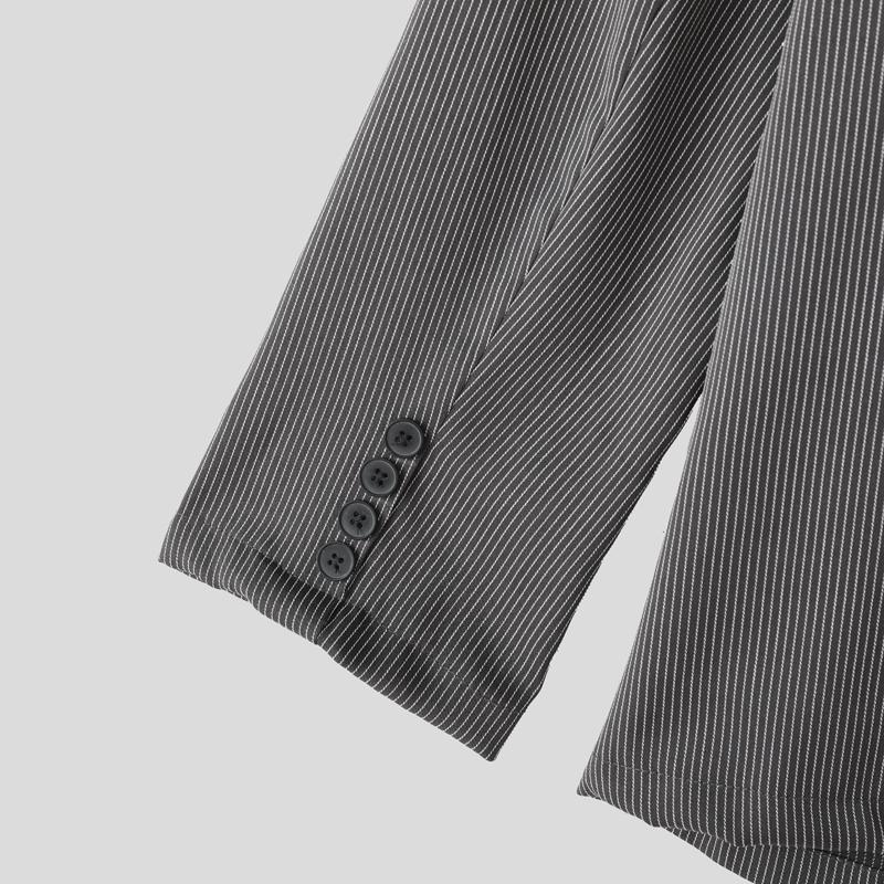 INCERUN Men Notched Lapel Long Sleeve Striped Cutout Front Cross Party Thin Blazer Coats