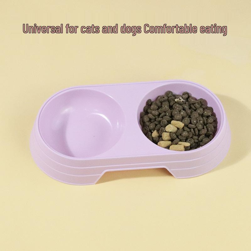 Double Cat Bowl Macaron Color Anti-Spill Pet Feeder - Oval Style