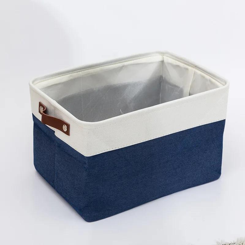 Linen Storage Box, Linen Toy Storage Basket, Foldable Storage Basket, Hand-held Fabric Storage Box, Miscellaneous Storage Basket 38X28X24CM