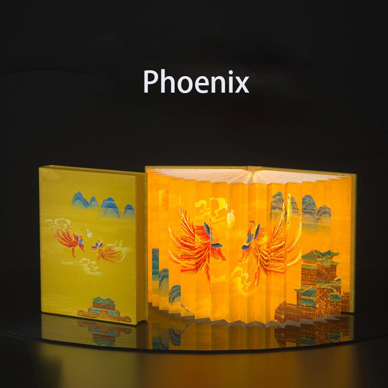 LED Foldable Book Lamp Wooden Paper Mood Light Type-C Charging Night Light Bedside Table Lamp for Home Bedroom Office Decor Gift