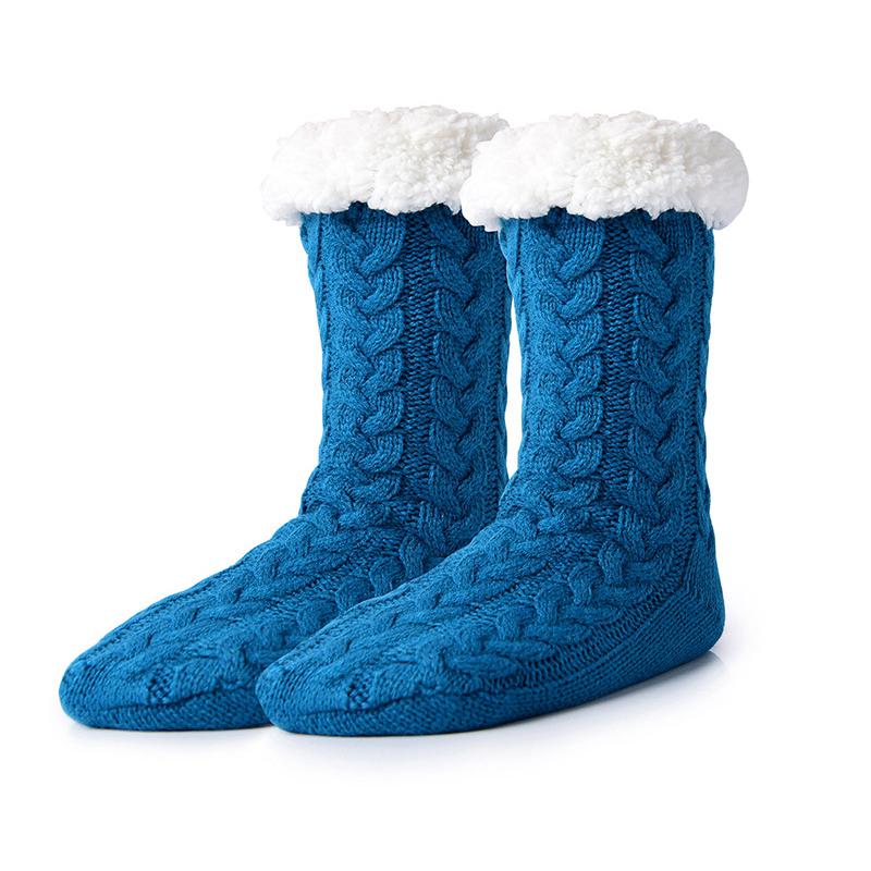 

1Pair Solid Color Winter Soft Thicken Warm Socks For Women Girls Indoor Home Non-Slip Socks Sleep Slippers Middle Socks Gifts as the picture